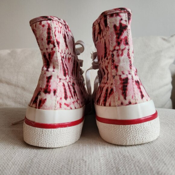 Isabel Marant Benkeen Red/Pink Tie-Dye Canvas High-Top Sneakers — US 7 - Picture 12 of 14